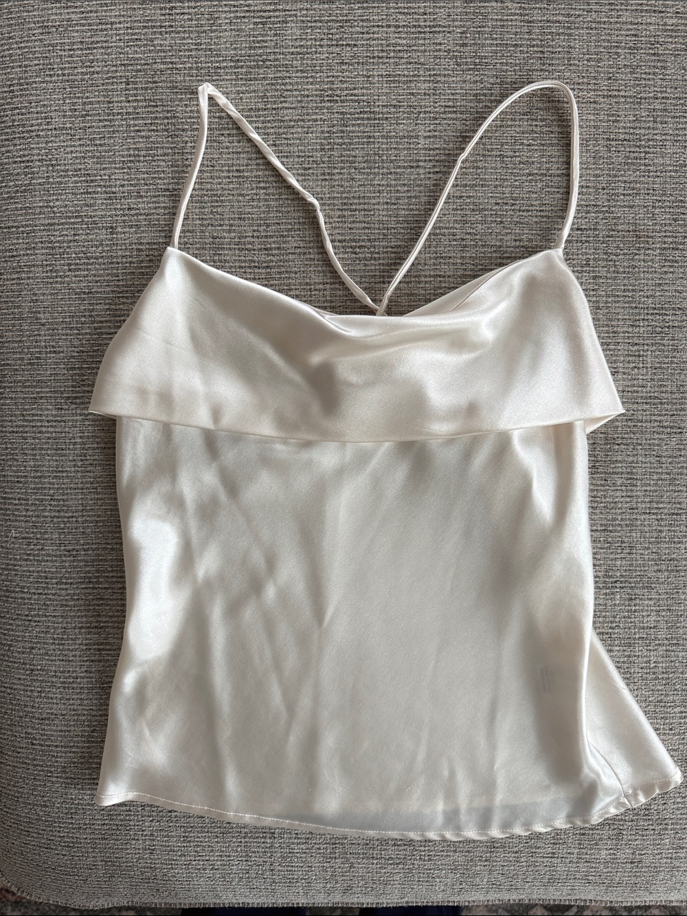 GLG Good Luck Gem Size M Ivory Satin Cowl Neck Cami Top Y2K